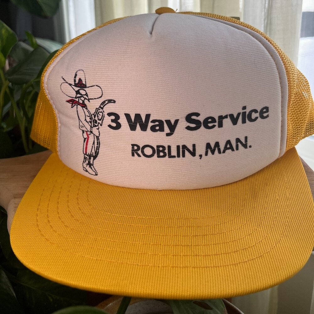 Vintage 80s Trucker Hat 3 Way Service Roblin Manitoba Snapback